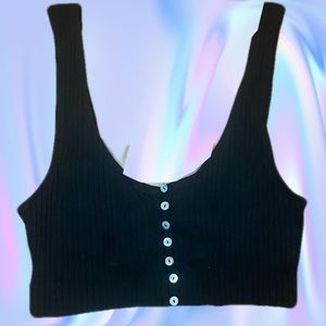 Zara Black Button Crop Top